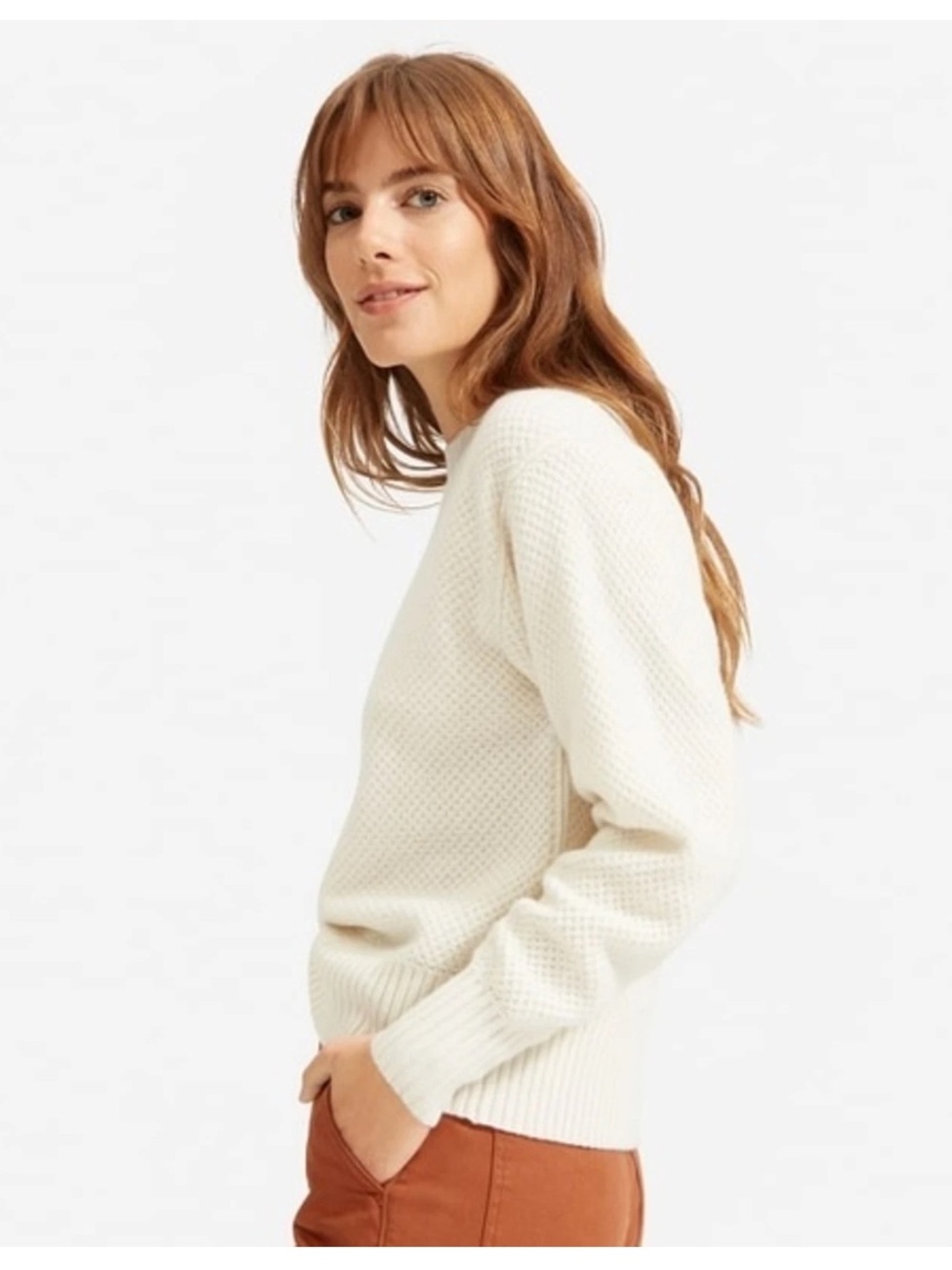 Everlane The ReCashmere Stroopwafel Crew Sweater - Bone | Size M